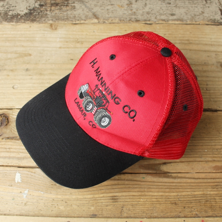 80s 90s USA H.MANNING CO. メッシュキャップ 帽子 レッド フリーサイズ アメリカ古着