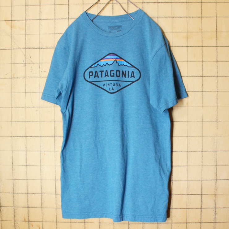 patagonia パタゴニア オーガニックコットン プリント Tシャツ 半袖 ブルー メンズXS 古着