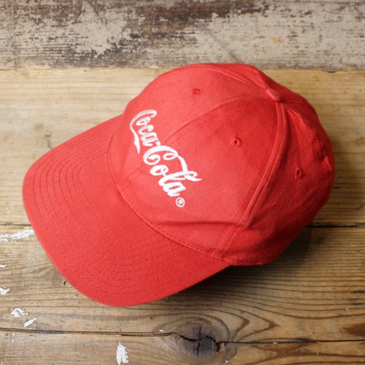 USA Coca-Cola コカコーラ キャップ 帽子 レッド 赤 フリーサイズ 刺繍 アメリカ古着
