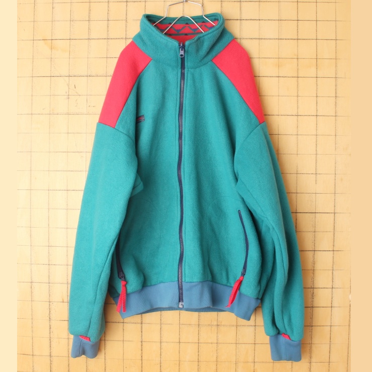 80s 90s Columbia コロンビア フリース ジップアップ ジャケット グリーン メンズL アウトドア アメリカ古着