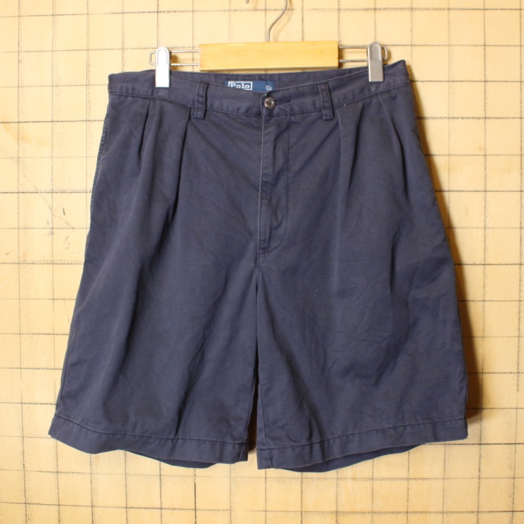 Polo Ralph Lauren ポロ ラルフローレン チノ 2タック ショーツ ネイビーブルー W32 ショートパンツ 短パン ハーフ アメリカ古着 071322ss47