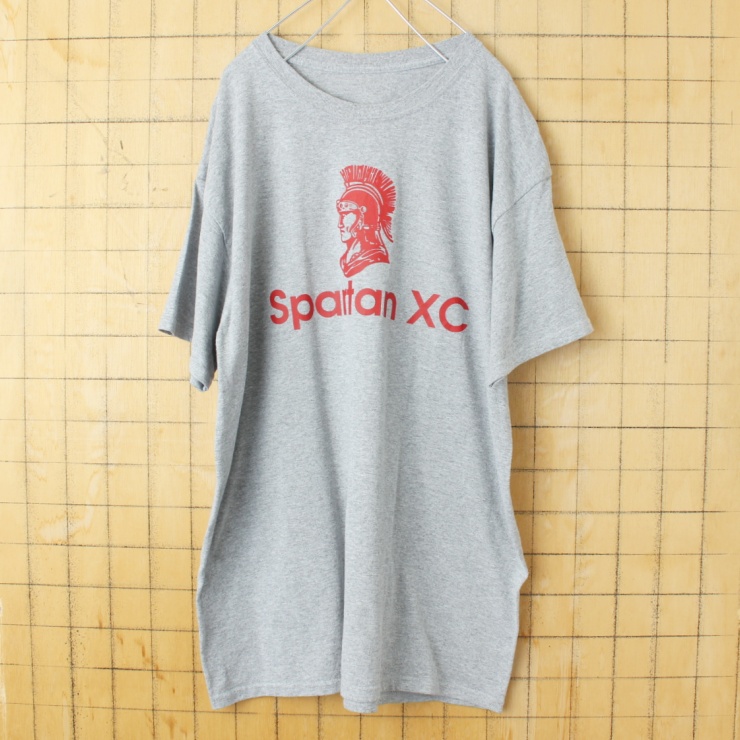 USA Spartan XC プリント 半袖 Tシャツ グレー メンズML相当 アメリカ古着