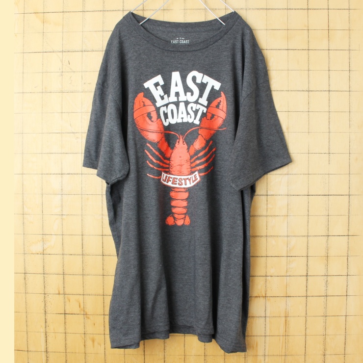 USA EAST COAST LIFE STYLE ロブスター プリント 半袖 Tシャツ ブラック メンズXL アメリカ古着