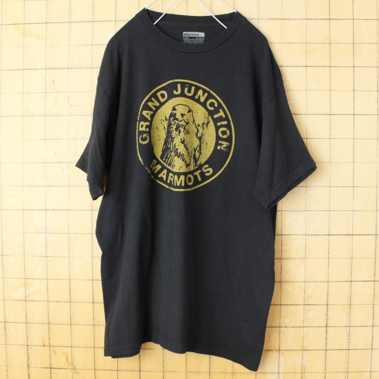USA Matmot マーモット プリント 半袖 Tシャツ ブラック メンズM アメリカ古着