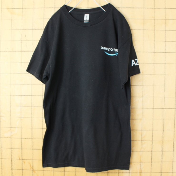 USA GILDAN amazon transportation 両面プリント 半袖 Tシャツ ブラック メンズM アメリカ古着