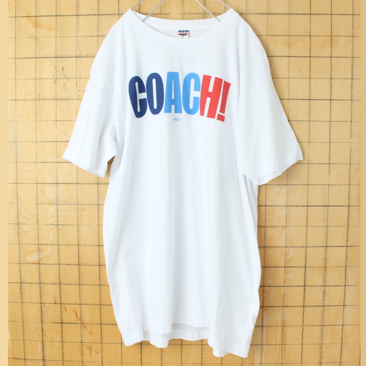 USA製 COACH! プリントTシャツ ホワイト メンズL 半袖 アメリカ古着