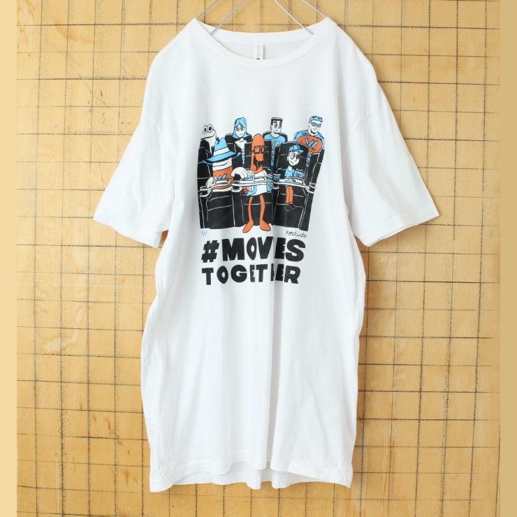 USA NEXT LEVEL APPAREL #MOVIES TOGETHER プリントTシャツ ホワイト メンズXL 半袖 アメリカ古着