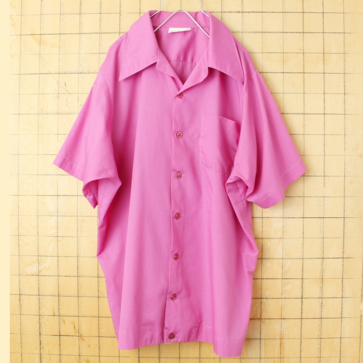 70s 80s USA King Louie Polish Hams ボウリング シャツ メンズL パープル 半袖 オープンカラー アメリカ古着