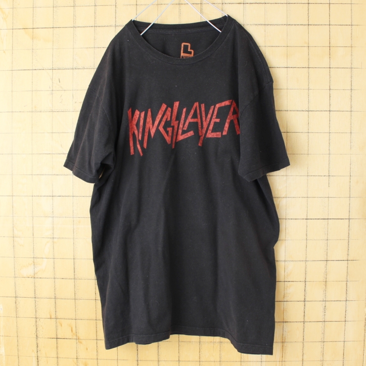 USA BUSTEDTEES KINGSLAYER プリントTシャツ ブラック メンズL 半袖 アメリカ古着