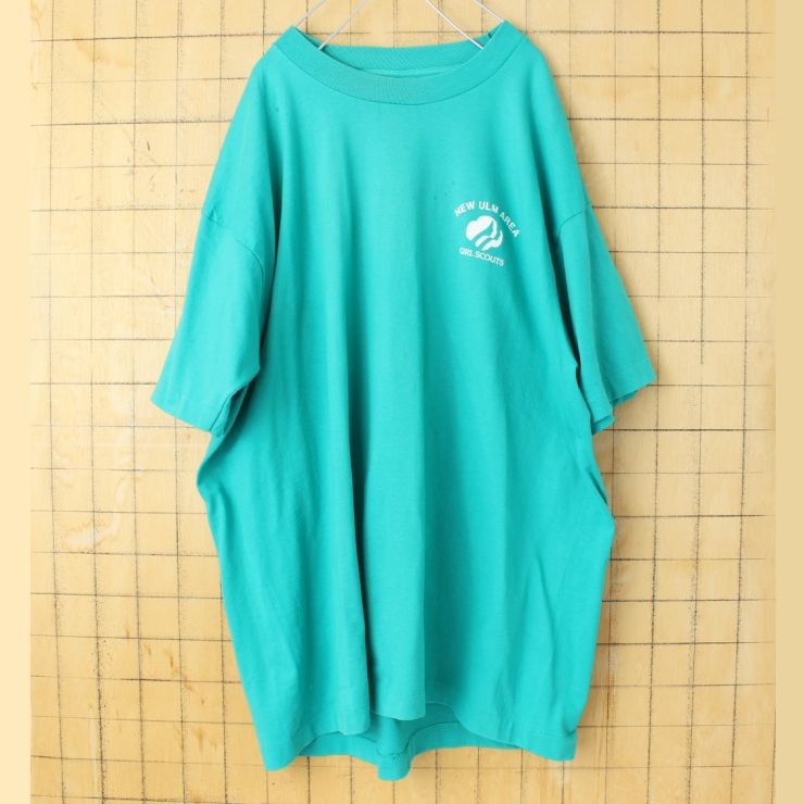 ビッグサイズ 80s 90s USA製 FRUIT OF THE LOOM BEST NEW ULM AREA GIRL SCOUTS 半袖プリントTシャツ グリーン メンズXXL アメリカ古着