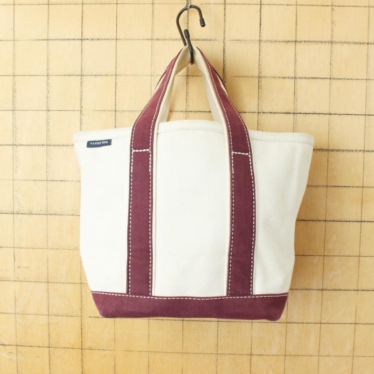 LANDS'END ランズエンド オープントップ キャンバス トートバッグ パープル SAMLL アメリカ古着