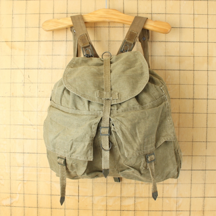 チェコ軍 M60 コットンリネン バックパック キャンバス レザーベルト ミリタリー リュックサック 061125ss147