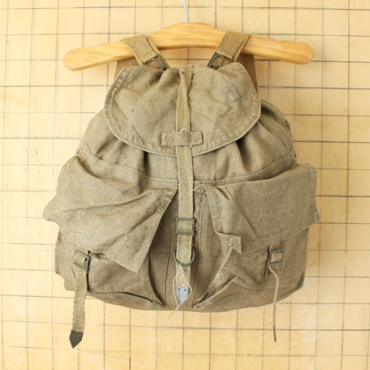 チェコ軍 M60 コットンリネン バックパック キャンバス レザーベルト ミリタリー リュックサック 061125ss148
