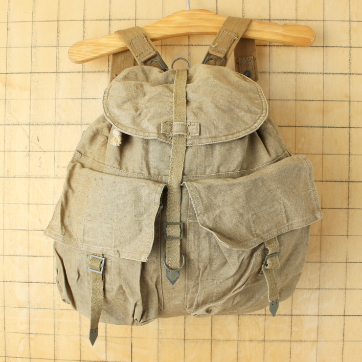 チェコ軍 M60 コットンリネン バックパック キャンバス レザーベルト ミリタリー リュックサック 061125ss149