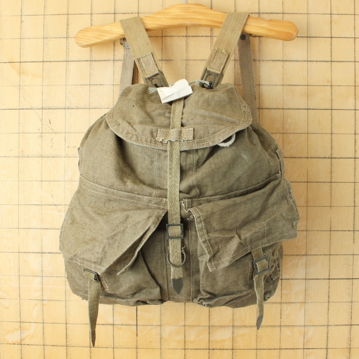 チェコ軍 M60 コットンリネン バックパック キャンバス レザーベルト ミリタリー リュックサック 061125ss150