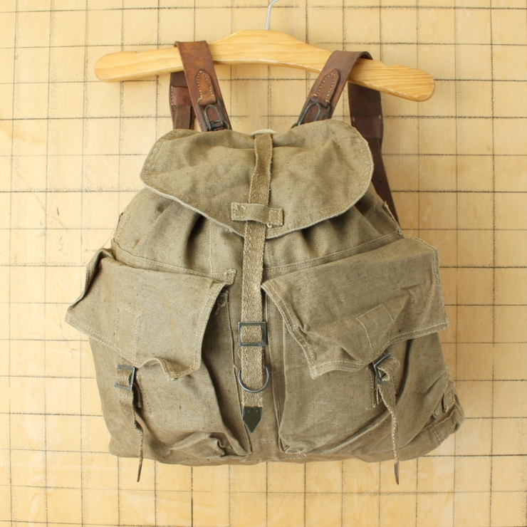 チェコ軍 M60 コットンリネン バックパック キャンバス レザーベルト ミリタリー リュックサック 061125ss151