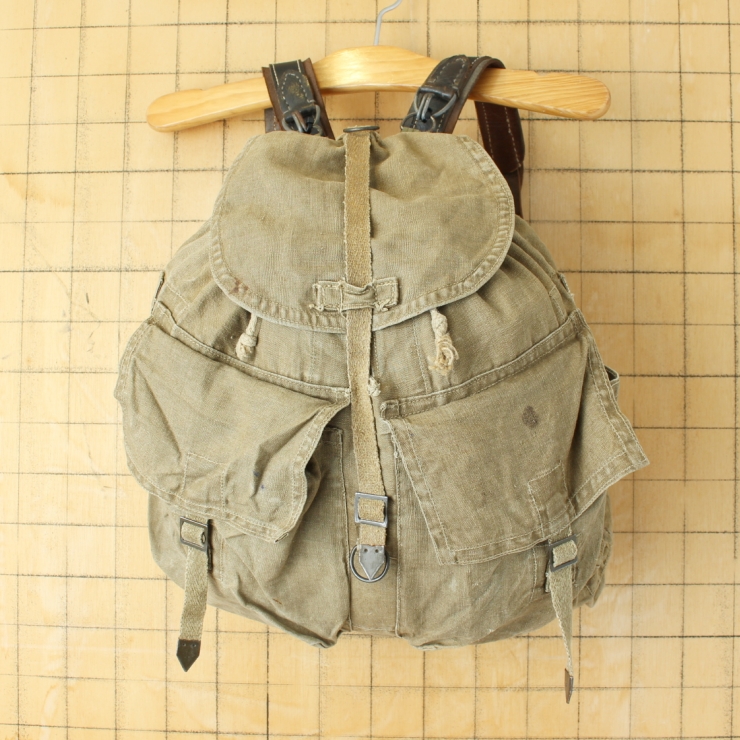 チェコ軍 M60 コットンリネン バックパック キャンバス レザーベルト ミリタリー リュックサック 061125ss152
