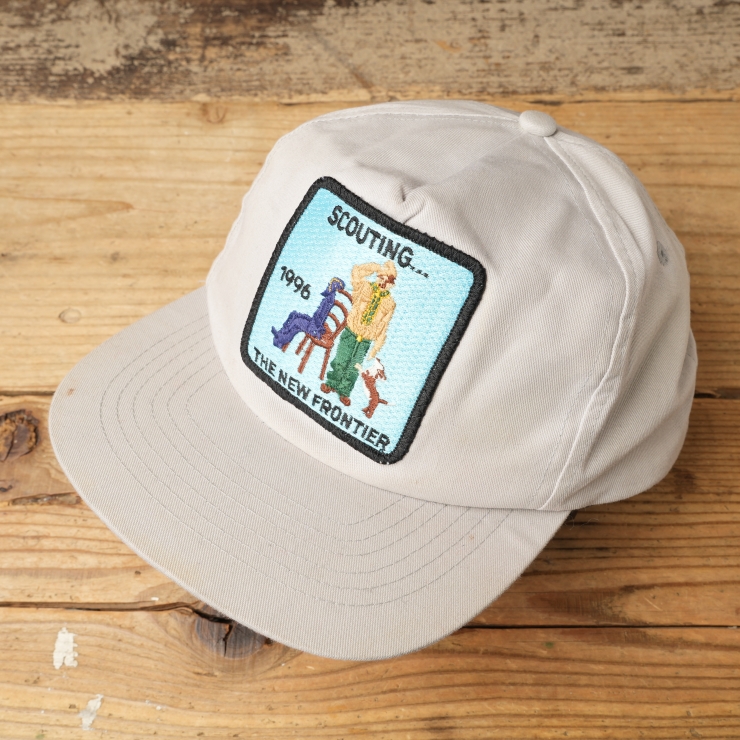 90s USA SCOUTING THE NEW FRONTIER コットンキャップ 帽子 グレー フリーサイズ アメリカ古着