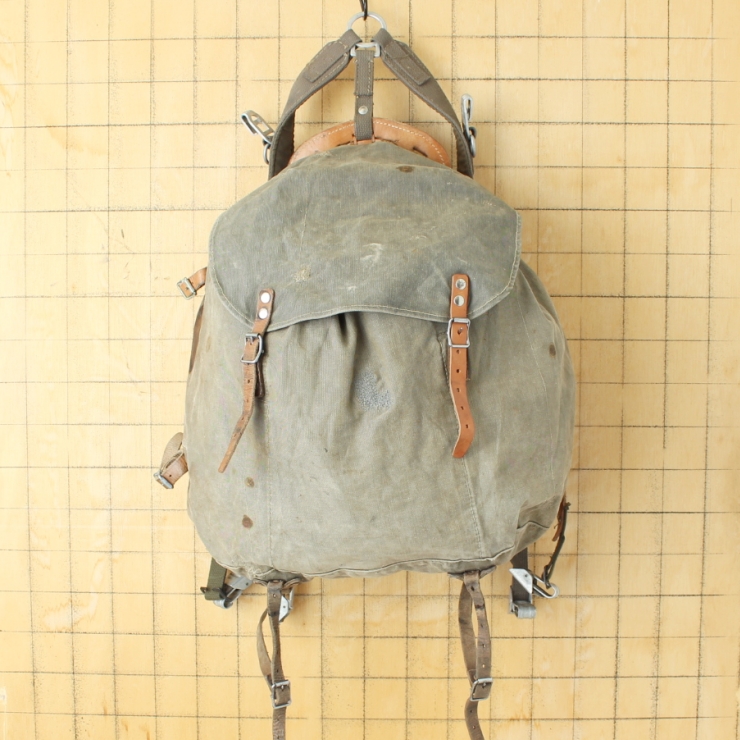 40s スウェーデン軍 ミリタリー M39 山岳部隊 バックパック キャンバス リュックサック 大容量 バッグ ヨーロッパ古着 061125ss154