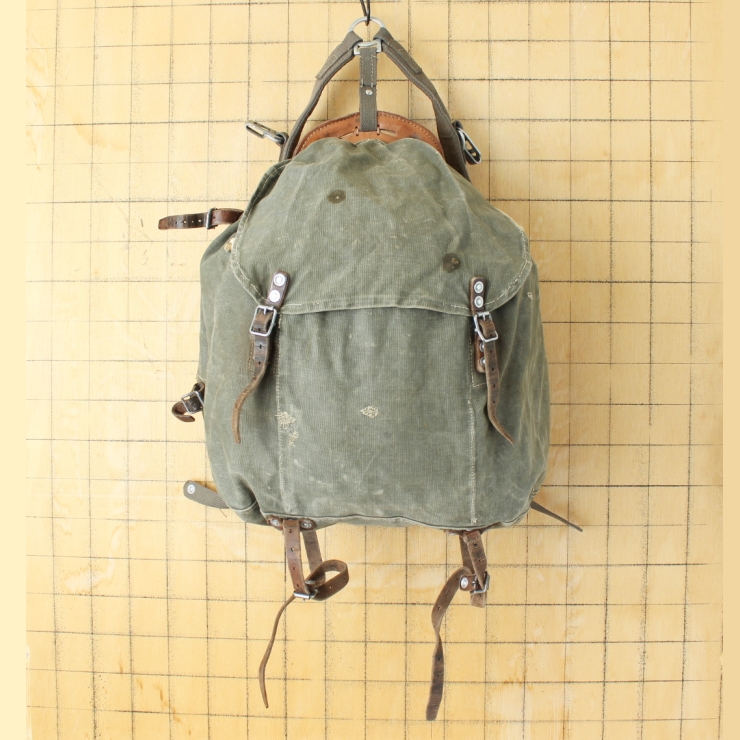 40s スウェーデン軍 ミリタリー M39 山岳部隊 バックパック キャンバス リュックサック 大容量 バッグ ヨーロッパ古着 061125ss162
