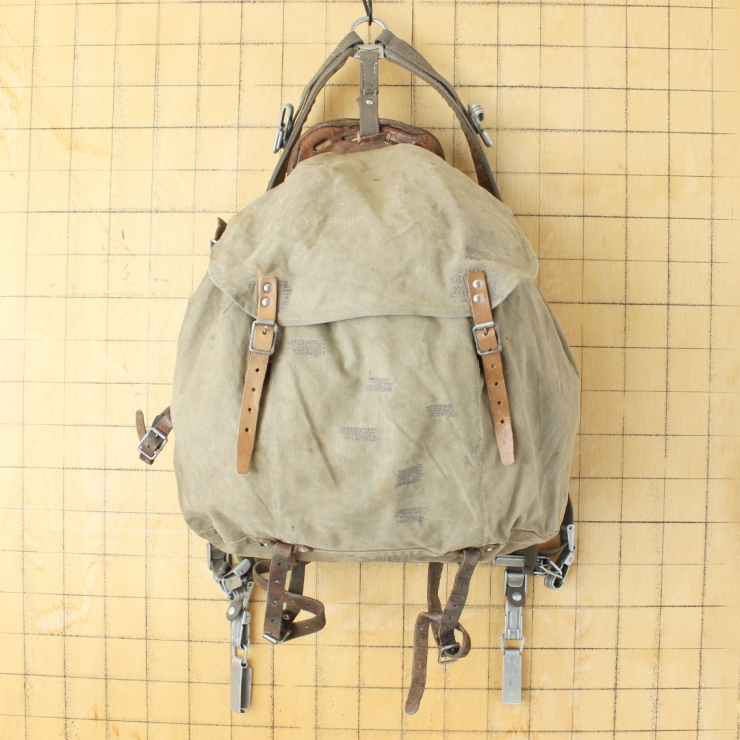 40s スウェーデン軍 ミリタリー M39 山岳部隊 バックパック キャンバス リュックサック 大容量 バッグ ヨーロッパ古着 061125ss163