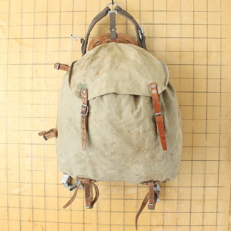 40s スウェーデン軍 ミリタリー M39 山岳部隊 バックパック キャンバス リュックサック 大容量 バッグ ヨーロッパ古着 061125ss165