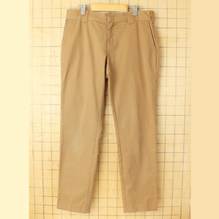USA Dickies ディッキーズ 872ワークチノパンツ ブラウン W32 スリムフィット アメリカ古着