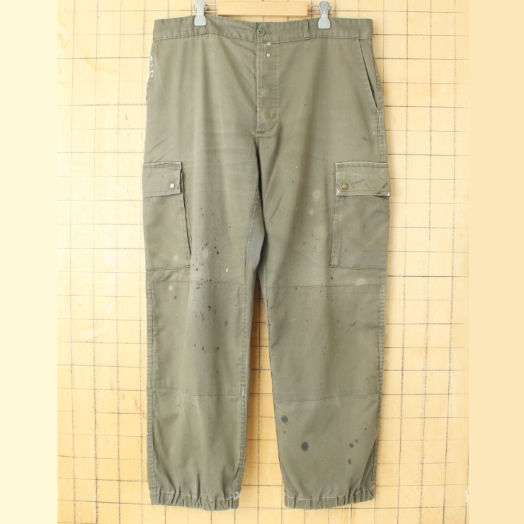 FRANCE製 3SUISSES ワークカーゴパンツ カーキ グリーン W36相当 ヨーロッパ古着