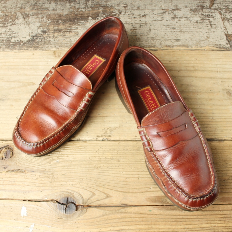 USA COLEHAAN ローファーレザーシューズ ブラウン メンズ27cm相当 アメリカ古着