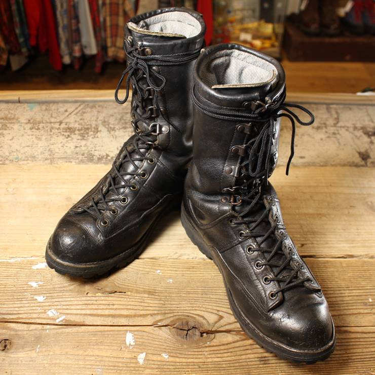 USA製 DANNER ダナー レザー ワーク ブーツ メンズ 26.5cm相当 ブラック GORE-TEX ゴアテックス 編み上げ 古着 USED