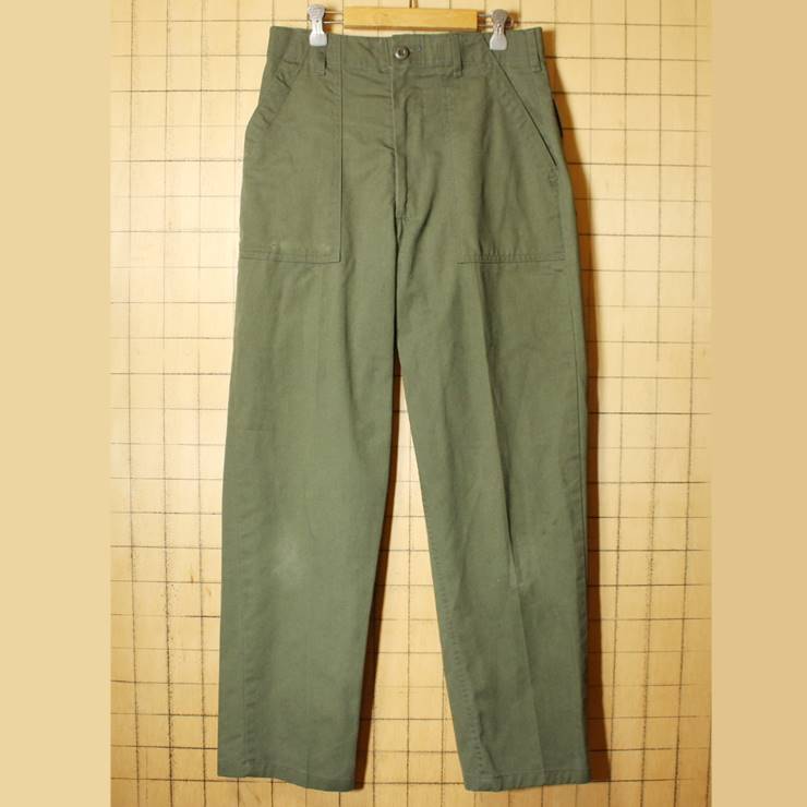 80s U.S.ARMY OG-507 ミリタリー ベイカー ユーティリティパンツ W32 TROUSERS UTILITY DURABLE PRESS 米軍実品 古着