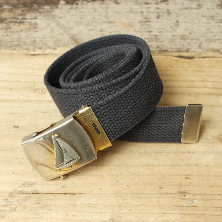 USA製 SKIPPER'S ヨット ブラスバックル コットンウェブベルト 真鍮 ガチャ ネイビー アメリカ古着 061125ss121