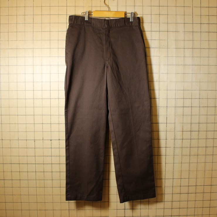 ディッキーズ Dickies USA製 古着 ワークパンツ TALON ブラウン w34l32 083017aw137