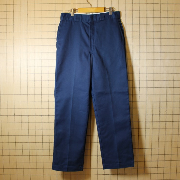 ディッキーズ Dickies USA製 古着 ワークパンツ 874 TALON ネイビー w34l32 083017aw145