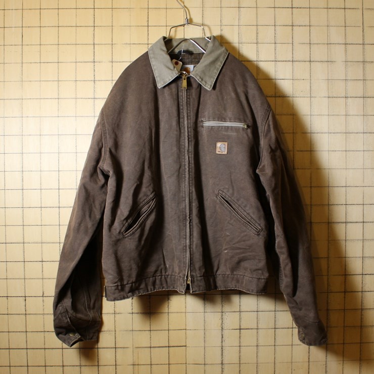 USA製 Carhartt カーハート 古着 ブラウン 裏地ブランケット ダックジャケット メンズL aw41