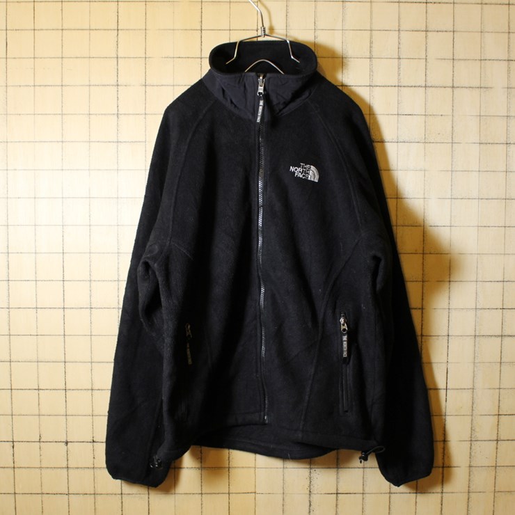 古着 ノースフェイス THE NORTH FACE ブラック フリース ジップアップ ジャケット レディースML相当 メンズSM相当 アウトドア