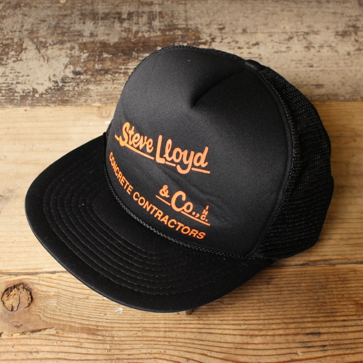 USA メッシュキャップ 帽子 Steve Lloyd & Co. プリント ブラック 黒 フリーサイズ アメリカ古着