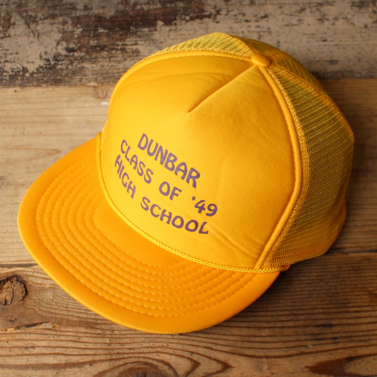 USA メッシュキャップ 帽子 プリント イエロー 黄 フリーサイズ アメリカ古着