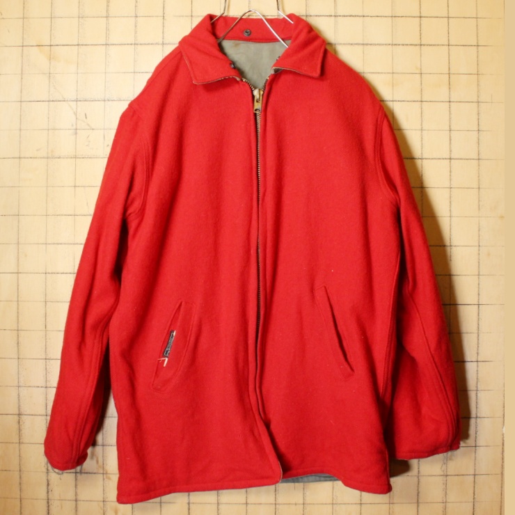 50s 60s USA製 Woolrich ウール リバーシブル ハンティング ジャケット メンズM レッド ウールリッチ アメリカ古着