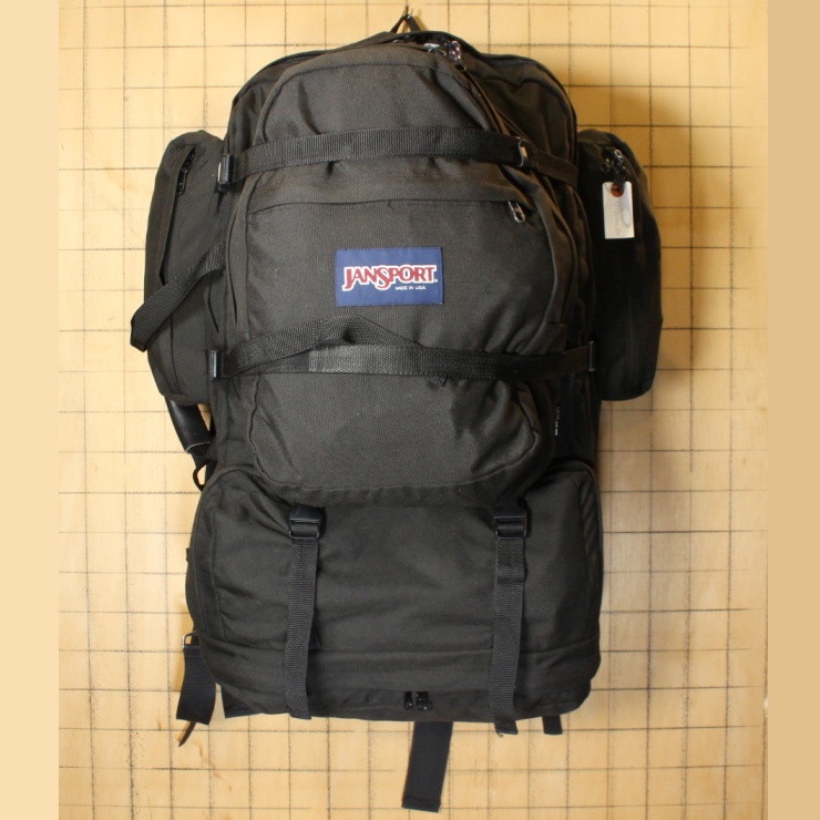 ビッグサイズ 80s 90s USA製 JANSPORT ジャンスポーツ 2WAY 大容量 リュックサック ブラック ショルダーバッグ アメリカ古着