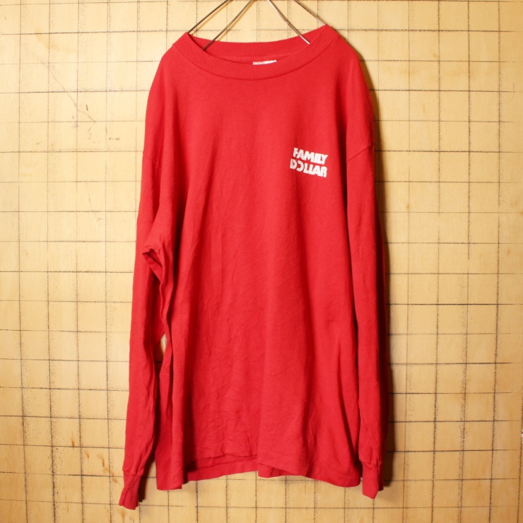 80s 90s USA製 HeF-T プリント 長袖 Tシャツ ロンT レッド メンズL アメリカ古着