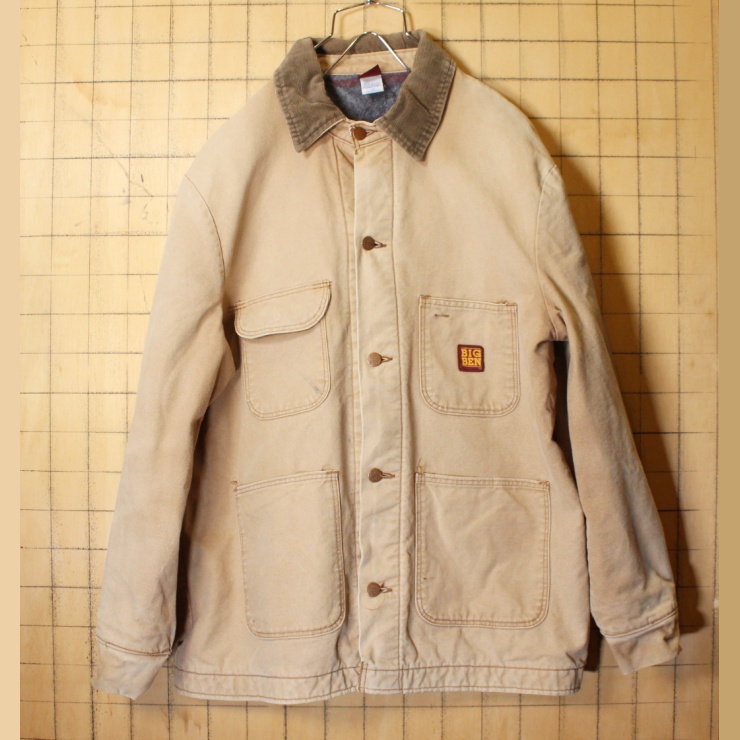 70s 80s USA製 BIGBEN by Wrangler ブランケットライナー ダック カバーオール ジャケット ブラウン メンズXL相当 アメリカ古着