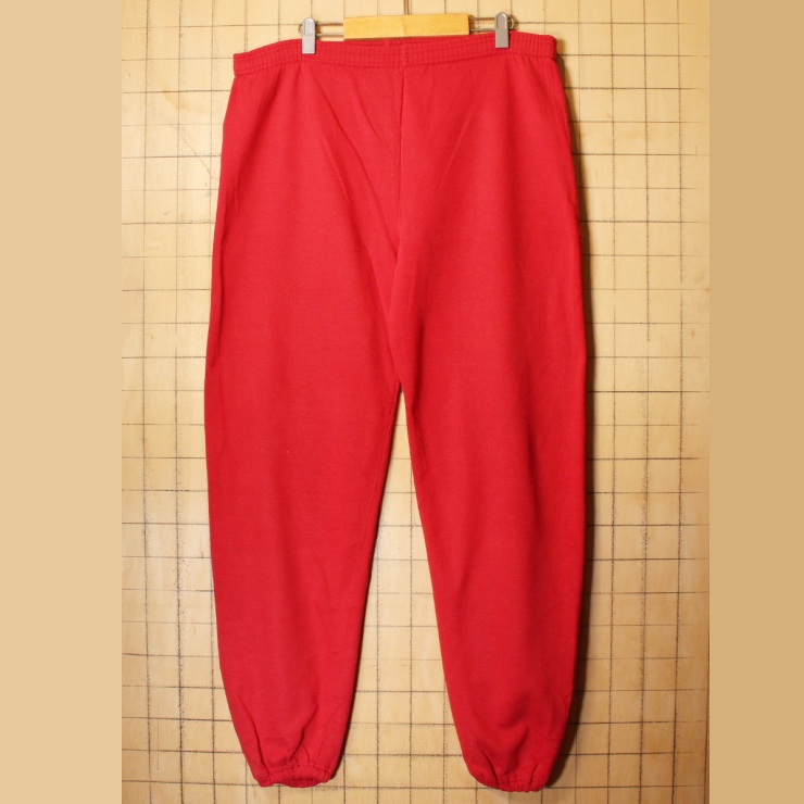 70s 80s USA製 JERZEES 無地 スウェットパンツ レッド 赤 メンズXL アメリカ古着