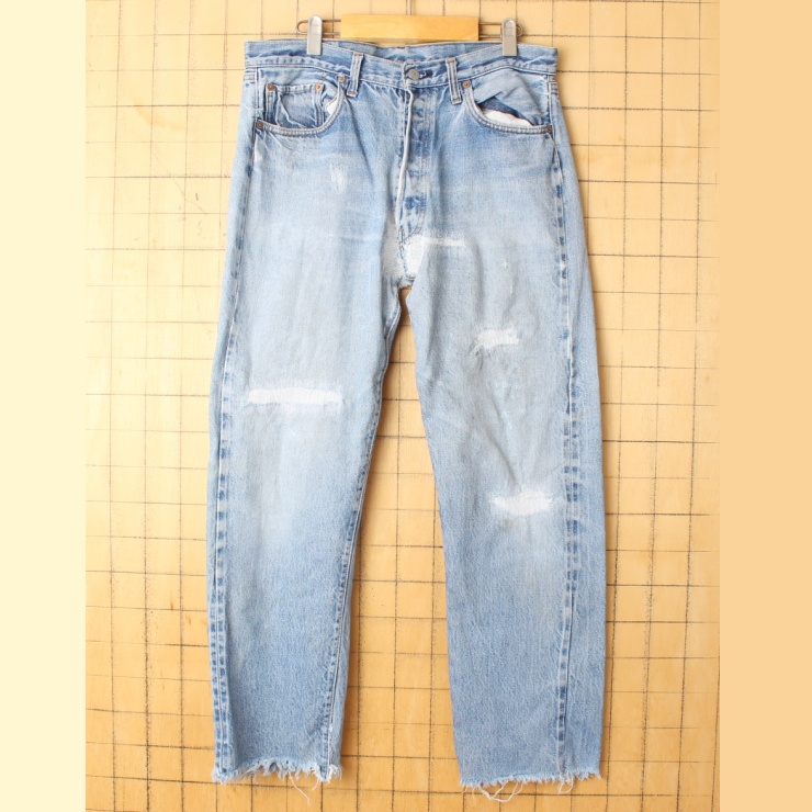 70s USA製 Levis 501 66後期 リーバイス デニムパンツ ジーンズ ブルー W34相当 ボタンフライ アメリカ古着