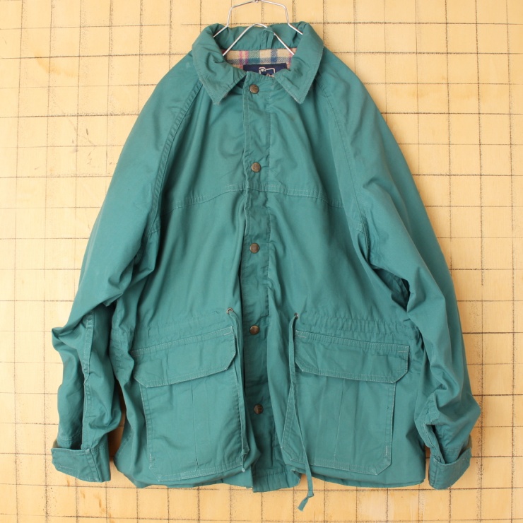 80s USA製 Woolrich ウールリッチ マウンテンパーカー メンズML相当 グリーン ナイロンジャケット アウトドア アメリカ古着