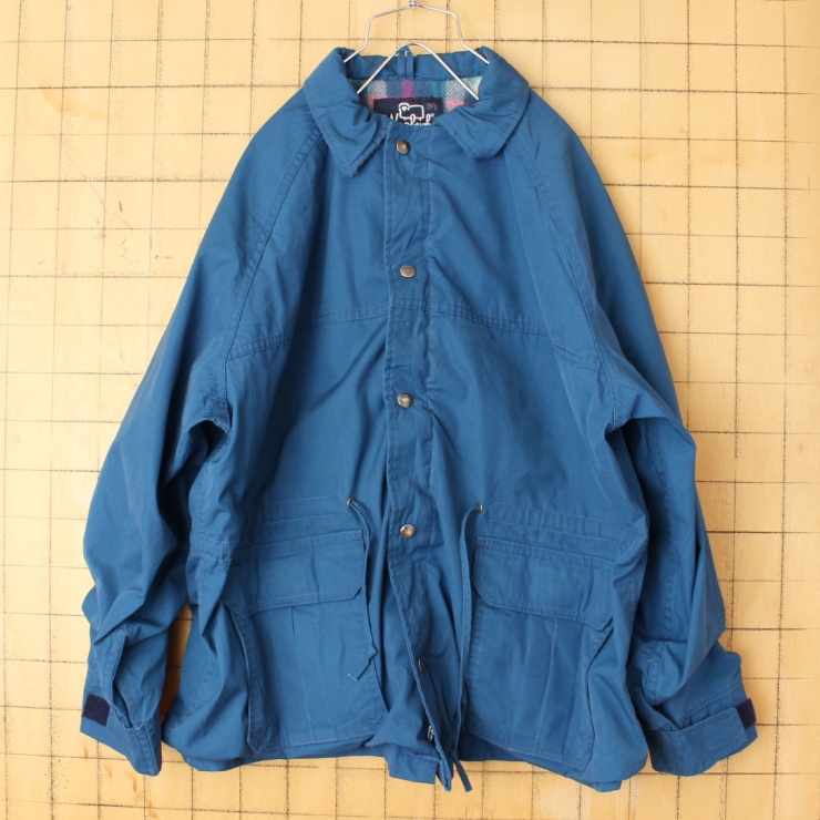 80s USA製 Woolrich ウールリッチ マウンテンパーカー メンズL相当 ネイビー ナイロンジャケット アウトドア アメリカ古着