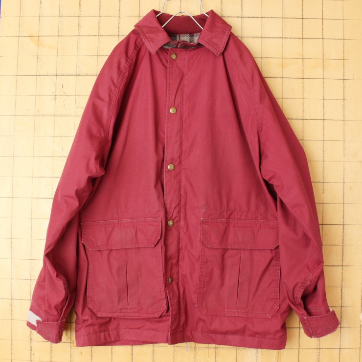 80s USA製 Woolrich ウールリッチ 65/35クロス マウンテンパーカー メンズM ワインレッド ナイロンジャケット アウトドア アメリカ古着