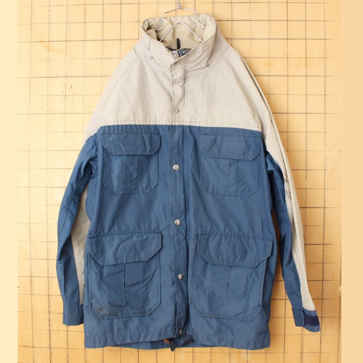 70s 80s USA製 Woolrich ウールリッチ マウンテンパーカー メンズM ネイビー ベージュ ナイロンジャケット アウトドア アメリカ古着