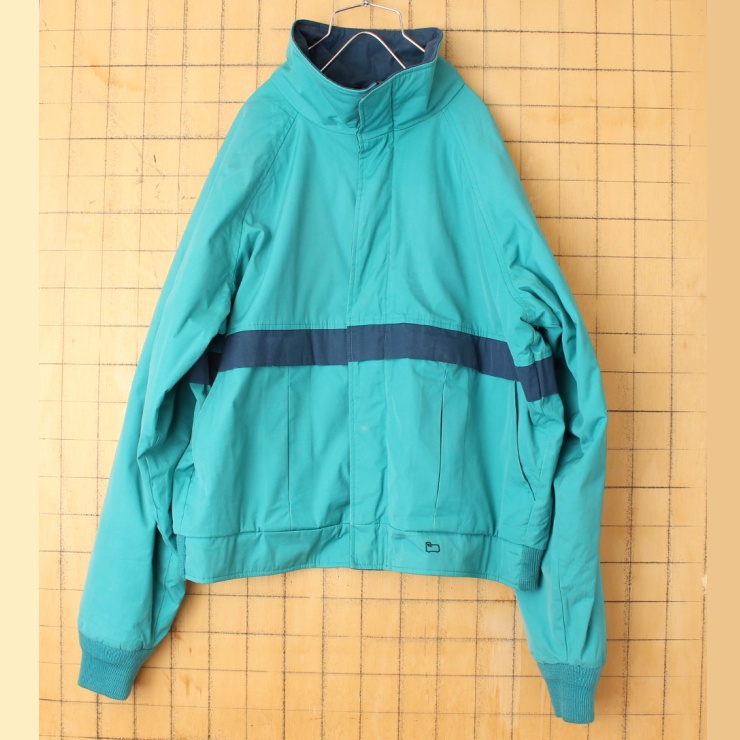 80s USA製 Woolrich ウールリッチ 中綿 ジャケット メンズL相当 エメラルドグリーン アウトドア アメリカ古着