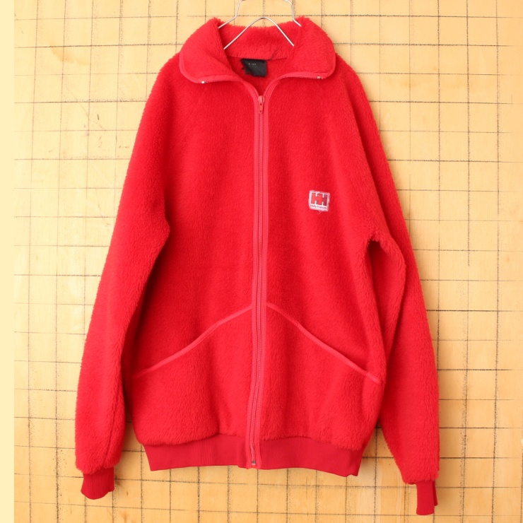 80s Helly Hansen ヘリーハンセン フリース ジャケット メンズM相当 レッド アウトドア ヨーロッパ古着